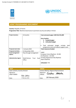 Joint Programme Document