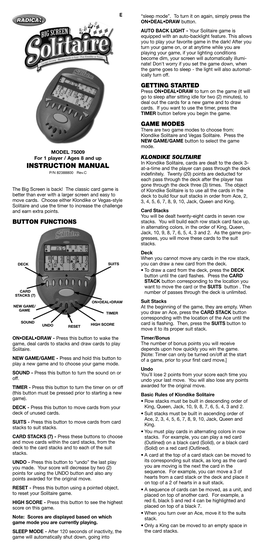 INSTRUCTION MANUAL At-A-Time and the Player Can Pass Through the Deck P/N 82388800 Rev.C Indefinitely