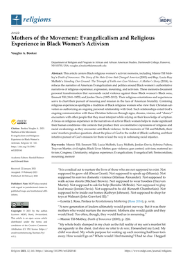 Mothers of the Movement: Evangelicalism and Religious Experience in Black Women’S Activism