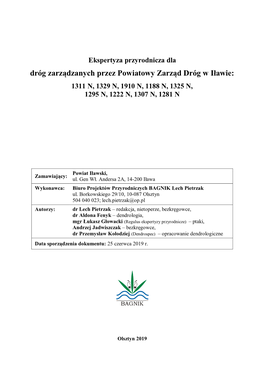 Dróg Zarządzanych Przez Powiatowy Zarząd Dróg W Iławie: 1311 N, 1329 N, 1910 N, 1188 N, 1325 N, 1295 N, 1222 N, 1307 N, 1281 N