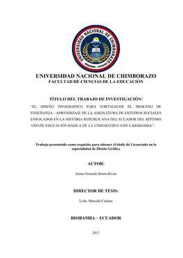 Universidad Nacional De Chimborazo Facultad De Ciencias De La Educación Portada