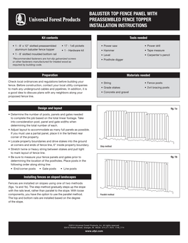 Baluster Top Fence Panel with Preassembled Fence Topper Installation Instructions