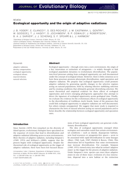 Ecological Opportunity and the Origin of Adaptive Radiations