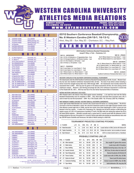 Western Carolina Baseball Record Book – Southern Conference Tournament Results