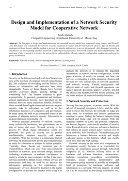 Design and Implementation of a Network Security Model for Cooperative Network