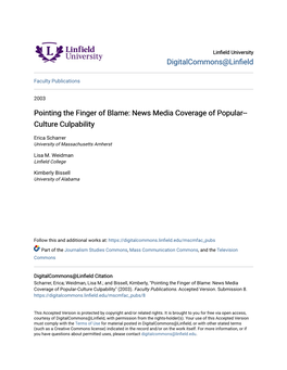 Pointing the Finger of Blame: News Media Coverage of Popular-Culture Culpability