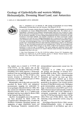 Geology of Gjelsvikfjella and Western Muhlig- Hofmannfjella, Dronning Maud Land, East Antarctica