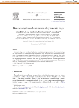 Basic Examples and Extensions of Symmetric Rings