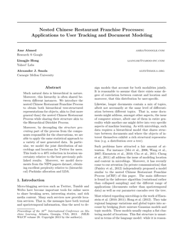 Nested Chinese Restaurant Franchise Processes: Applications to User Tracking and Document Modeling