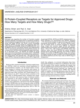 G Protein-Coupled Receptors As Targets for Approved Drugs: How Many Targets and How Many Drugs? S