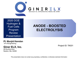 Anode-Boosted Electrolysis Background