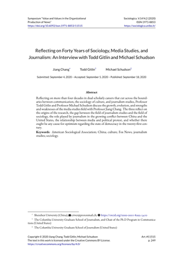 Reflecting on Forty Years of Sociology, Media Studies, and Journalism: an Interview with Todd Gitlin and Michael Schudson