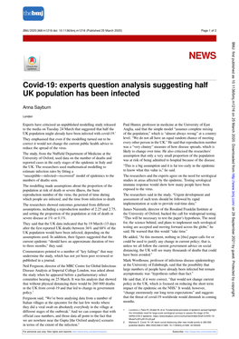 Covid-19: Experts Question Analysis Suggesting Half UK Population Has Been Infected