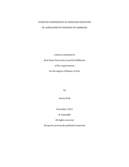 Everyday Experiences of Genocide Survivors in Landscapes of Violence in Cambodia