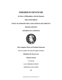 The Complete Works of Friedrich Nietzsche VOL