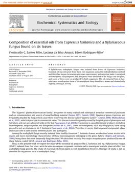 Composition of Essential Oils from Cupressus Lusitanica and a Xylariaceous Fungus Found on Its Leaves