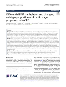 Differential DNA Methylation and Changing Cell-Type Proportions As Fibrotic Stage Progresses in NAFLD