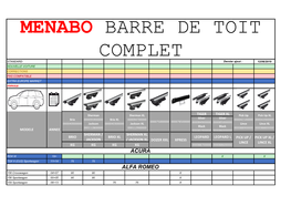 MENABO BARRE DE TOIT COMPLET STANDARD Dernier Ajout : 12/06/2019 NOUVELLE VOITURE CORRECTIONS PAS COMPATIBLE EXTRA EUROPE MARKET ANNULE