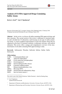 Analysis of US FDA-Approved Drugs Containing Sulfur Atoms