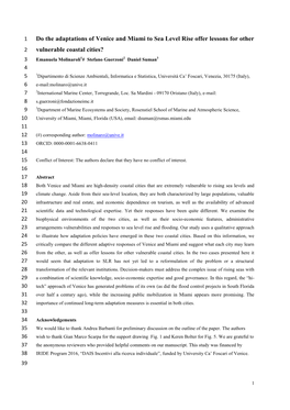 Do the Adaptations of Venice and Miami to Sea Level Rise Offer