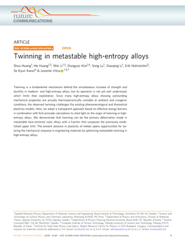 Twinning in Metastable High-Entropy Alloys