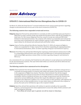 DMM Advisory Keeping You Informed About Classification and Mailing Standards of the United States Postal Service