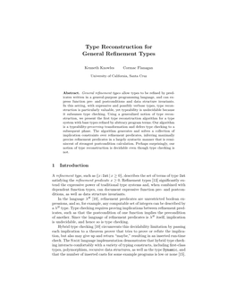 Type Reconstruction for General Refinement Types