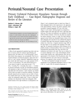 Perinatal/Neonatal Case Presentation