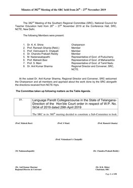 Language Pandit Colleges/Course in the State of Telangana- Direction of the Hon'ble Court Order in Respect of W.P. No. 5634 O