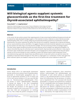 Will Biological Agents Supplant Systemic Glucocorticoids As the First-Line Treatment for Thyroid-Associated Ophthalmopathy?