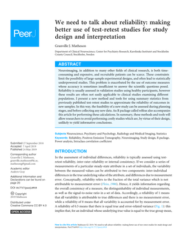 We Need to Talk About Reliability: Making Better Use of Test-Retest Studies for Study Design and Interpretation