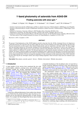 The V-Band Photometry of Asteroids from ASAS-SN