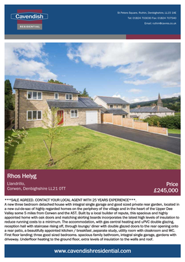 Rhos Helyg Llandrillo, Price Corwen, Denbighshire LL21 0TT £245,000