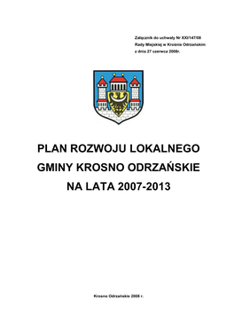 Plan Rozwoju Lokalnego Gminy Krosno Odrzańskie Na Lata 2007-2013