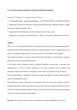 Novel Electrochemical Method for Olive Oil Acidity Determination