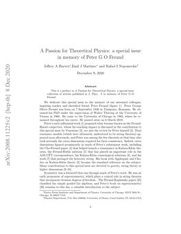 Arxiv:2008.11225V2 [Hep-Th] 8 Dec 2020 Many Contributions to This Special Issue Are Devoted to Gravity, String Theory Or Higher Dimensions [9–24]