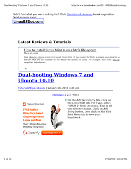 Dual-Booting Windows 7 and Ubuntu 10.10