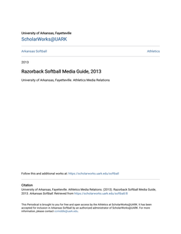 Razorback Softball Media Guide, 2013