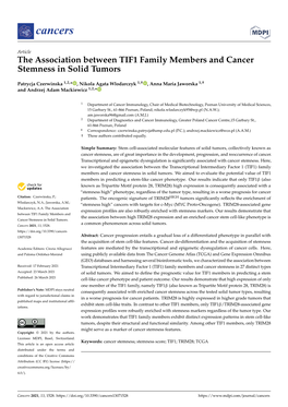 The Association Between TIF1 Family Members and Cancer Stemness in Solid Tumors