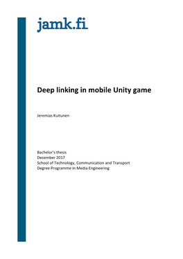 Deep Linking in Mobile Unity Game