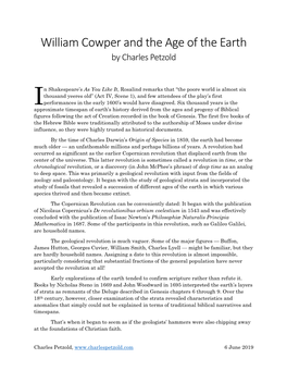 William Cowper and the Age of the Earth by Charles Petzold