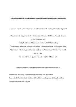 Probabilistic Analysis of Risk and Mitigation of Deepwater Well Blowouts and Oil Spills