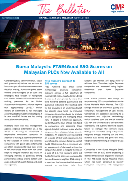 The Bulletin SEPTEMBER2020 CAPITALMARKETSMALAYSIA NEWSLETTER