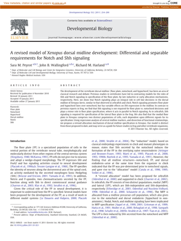 A Revised Model of Xenopus Dorsal Midline Development: Differential and Separable Requirements for Notch and Shh Signaling