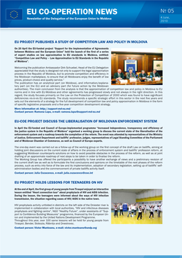 EU Co-Operation News № 05 Newsletter of the Delegation of the European Union to Moldova 4 June, 2010