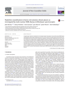 Nepheline Crystallization in Boron-Rich Alumino-Silicate Glasses As Investigated by Multi-Nuclear NMR, Raman, & Mössbauer Spectroscopies