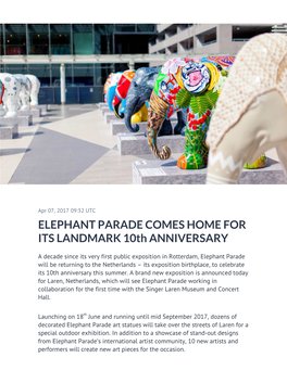 ELEPHANT PARADE COMES HOME for ITS LANDMARK 10Th ANNIVERSARY