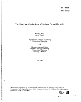 DE92041217 , the Electrical Conductivity of Sodium Polysulfide