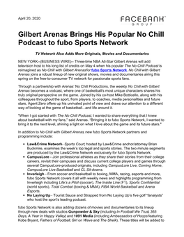 Gilbert Arenas Brings His Popular No Chill Podcast to Fubo Sports Network