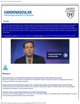 Mayo Clinic Featured Cardiovascular News